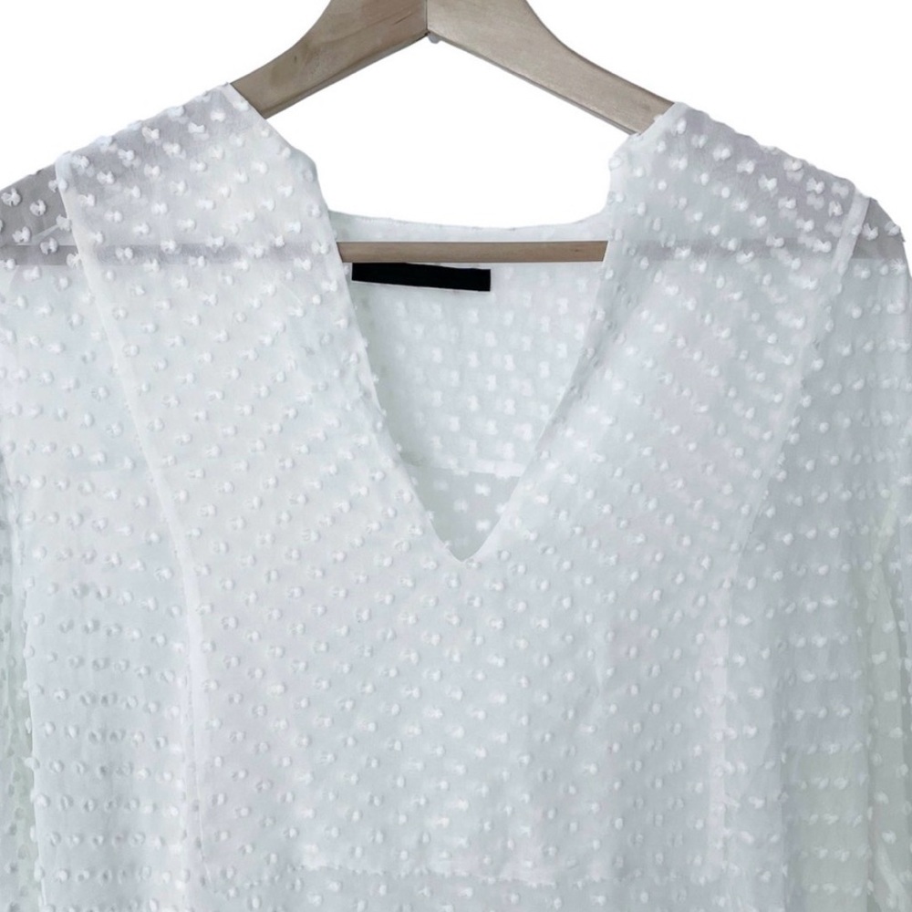 JENNI KAYNE Silk & Cotton Sheer Dotted Cover Up Tunic Shirt- EUC